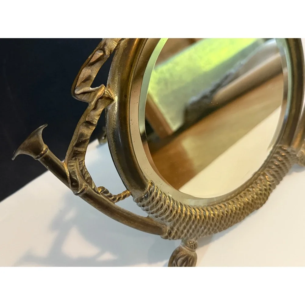 ANTIQUE Bradley Hubbard CAST IRON TRUMPET music horn ART Vanity DESK MIRROR